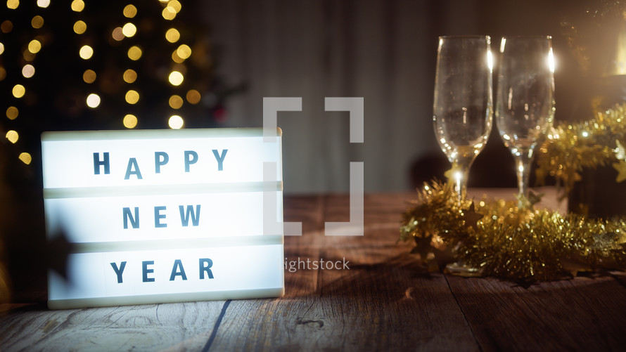 Happy new Year banner with festive composition
