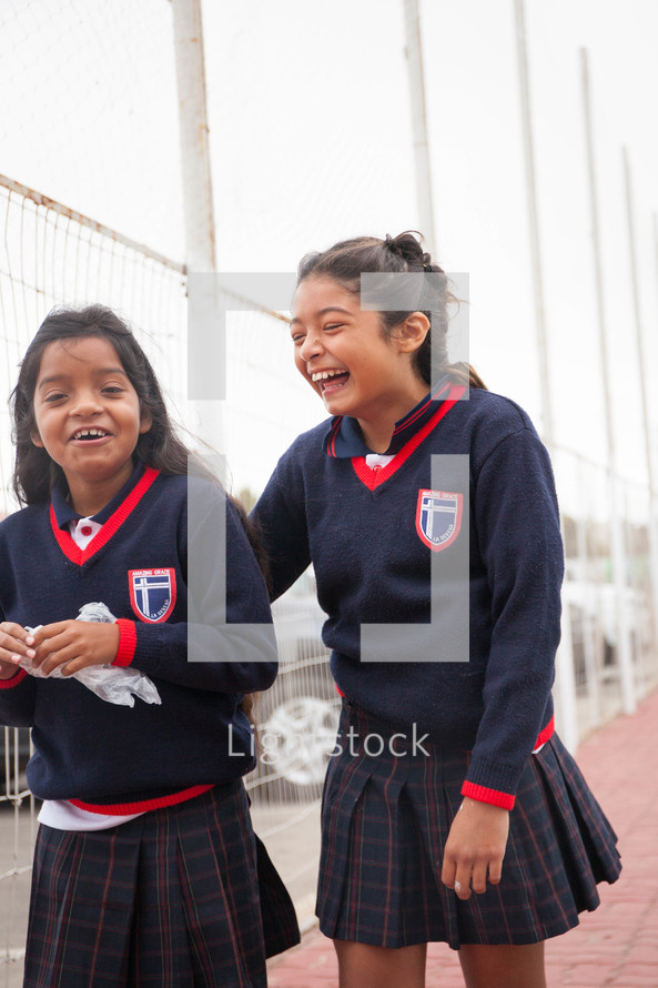 school girls in uniforms in La Serena, Chile