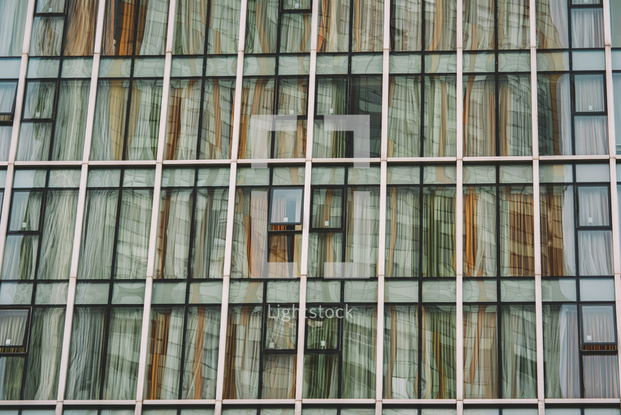 Reflections on the glass facade