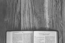 Bible opened to 1 Timothy