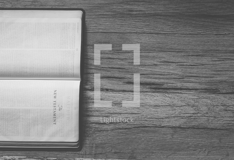 Sideways Bible opened to The New Testament