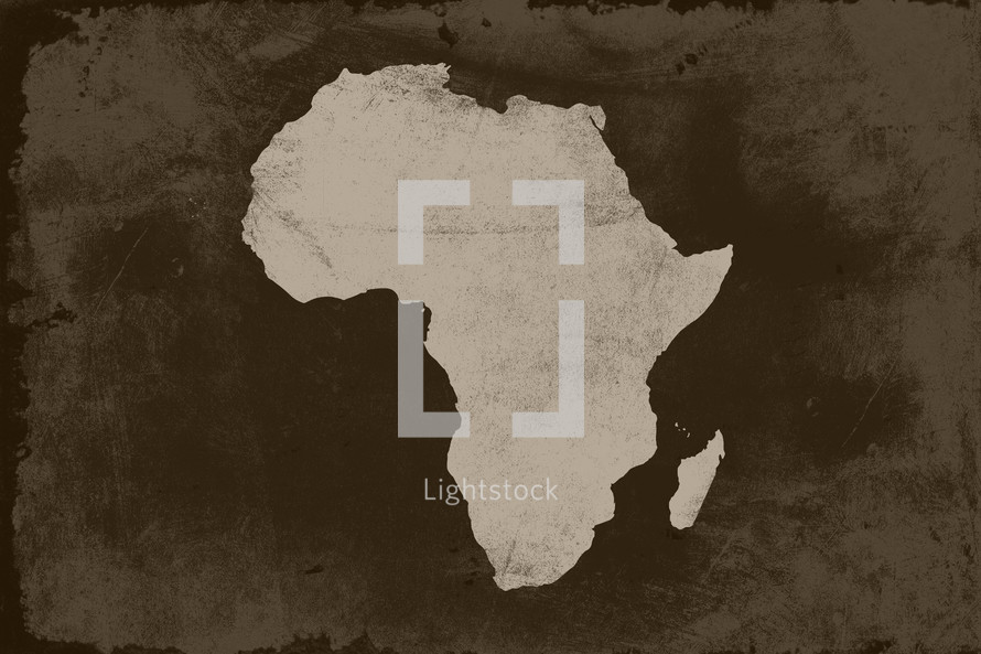 Grunged Africa map background.
