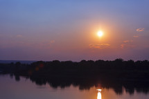 beautiful evening sunset on the reservoir