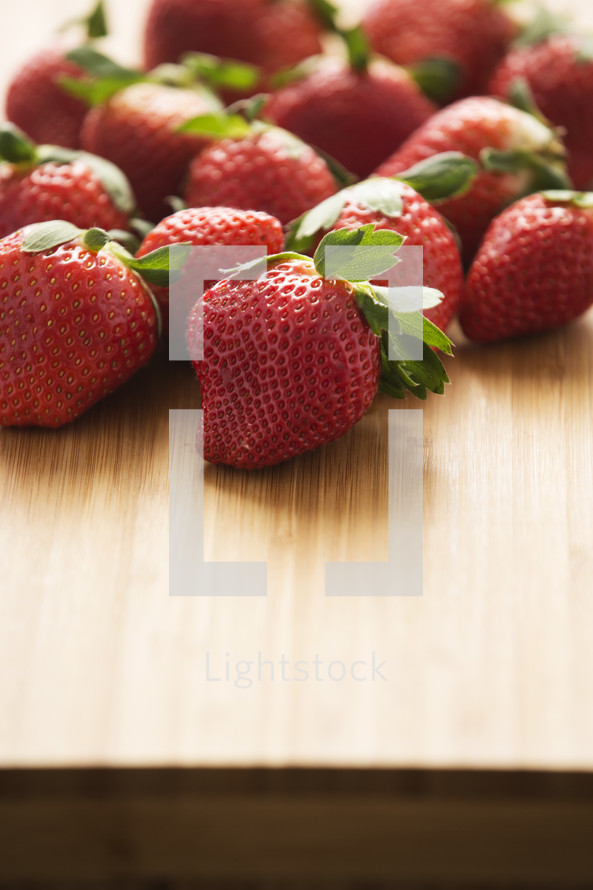 strawberries on a table 