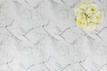 white roses on Carrara marble 