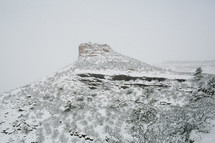 snow on a rock peak 