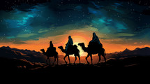 The three wisemens journey to Bethlehem. 