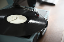 a record player playing a record 