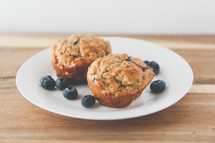 blueberry muffins on a plate