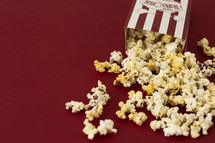 popcorn on a red background 