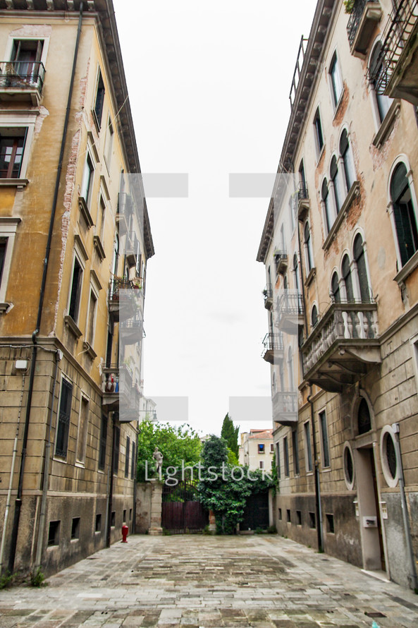 empty courtyard between buildings in Venice 