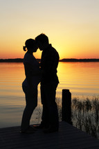 silhouette of a couple in love 