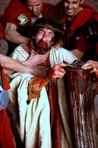 Jesus is arrested and abused by Roman soldiers 