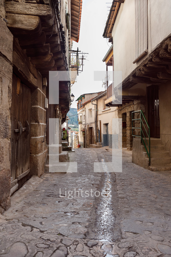 Old street of San Martin de Trevejo, Caceres, Extremadura, Spain.