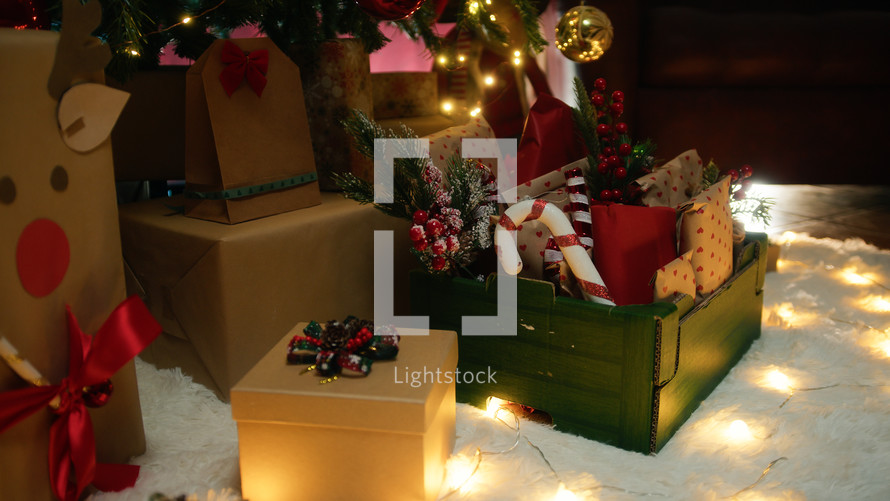 Christmas composition with gifts and presents