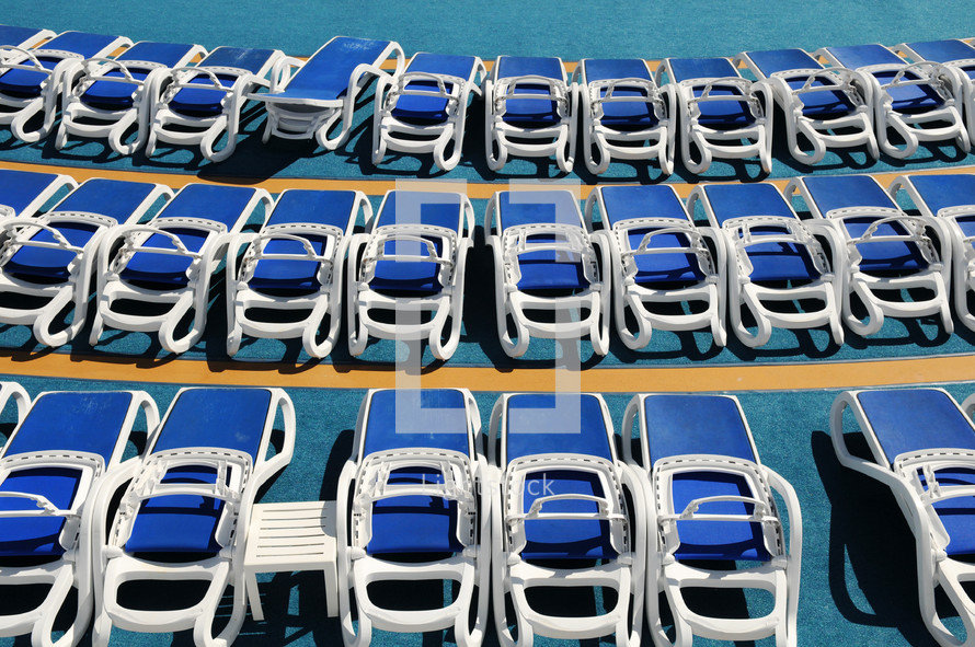 sun loungers on a cruise ship 