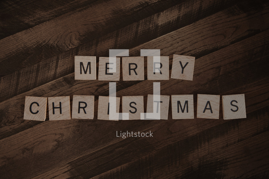 Merry Christmas spelled out in scrabble letters