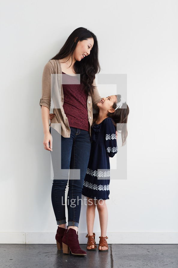 mother and daughter in studio 