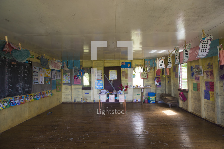 empty classroom in a tropical school house