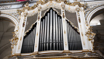 Into the church a big musical organ instrument vintage