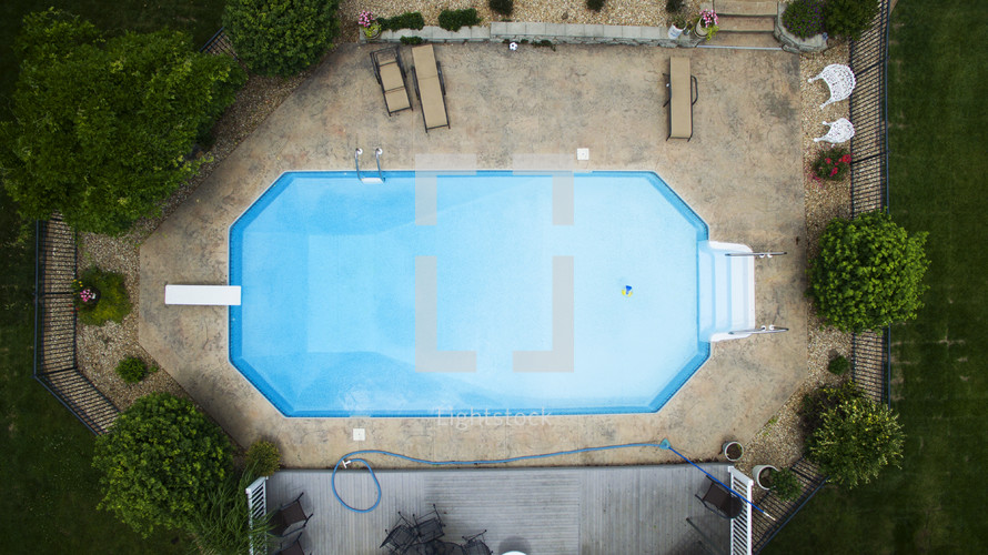 an empty swimming pool from above.