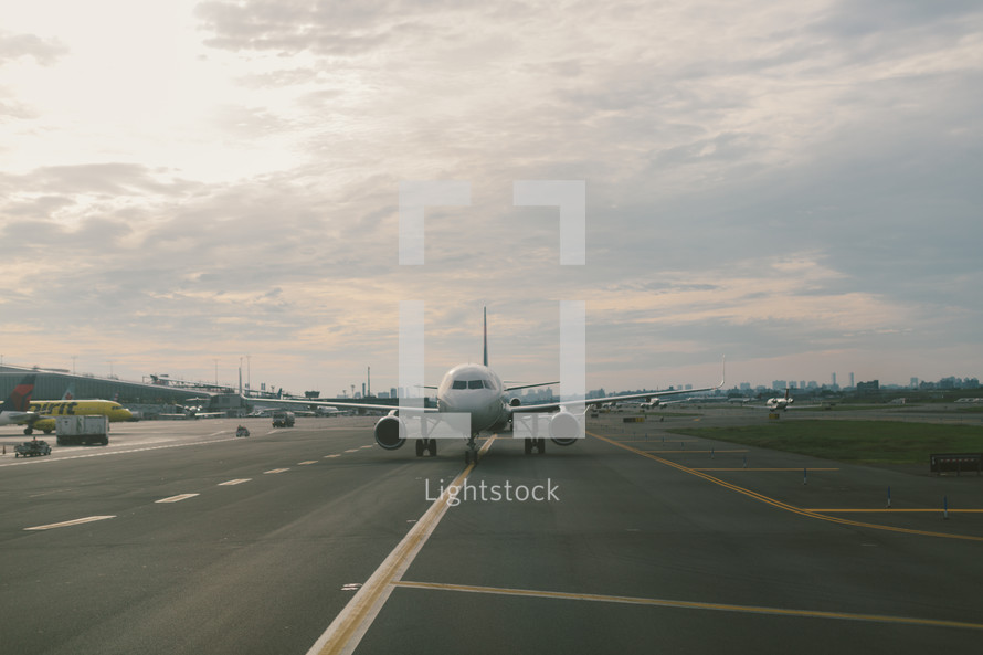 airplane on a runway 