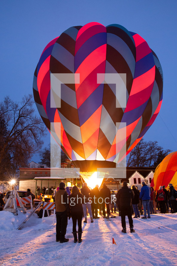 hot air balloon festival in winter 