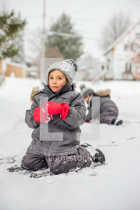 kids playing in snow 