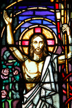 Stained glass window of Jesus 