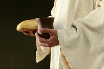 Jesus with bread and wine 
