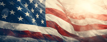 American National Holiday. US Flag banner. Veterans Day or Memorial Day concept.