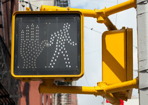 Pedestrian traffic light in New York, it's OK to cross