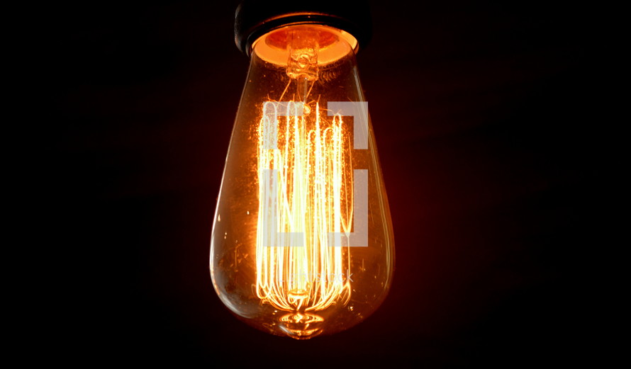 glowing filaments in an Edison lightbulb 