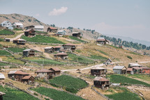 Huts in the summer mountain resort
