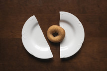 broken plate with donut 