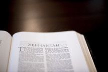 Bible opened to Zephaniah 