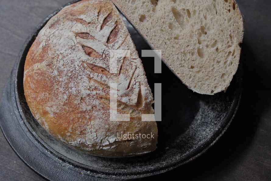 Making bread - decorative cuts on loaf