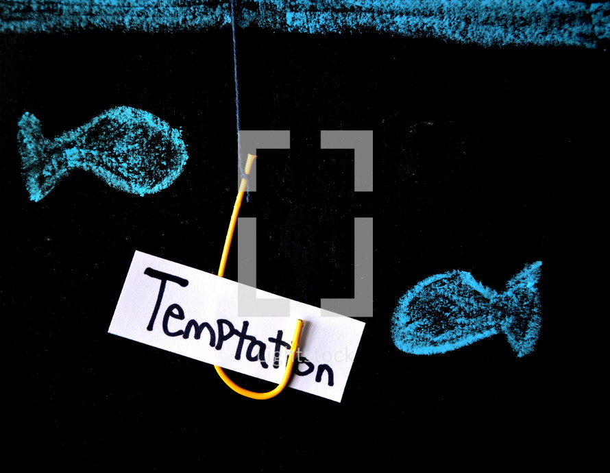 temptation, fish hook and fish 