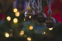 bell Christmas ornaments on a Christmas tree