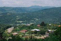 Village and green mountains