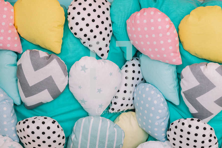 Colored pillows for baby bed