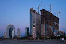 Skyscraper construction in a seaside city