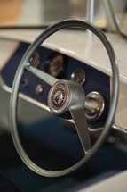 Steering wheel on a boat