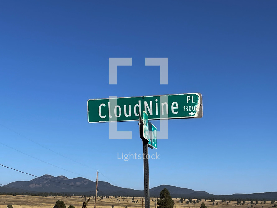 A sign for a street named Cloud Nine