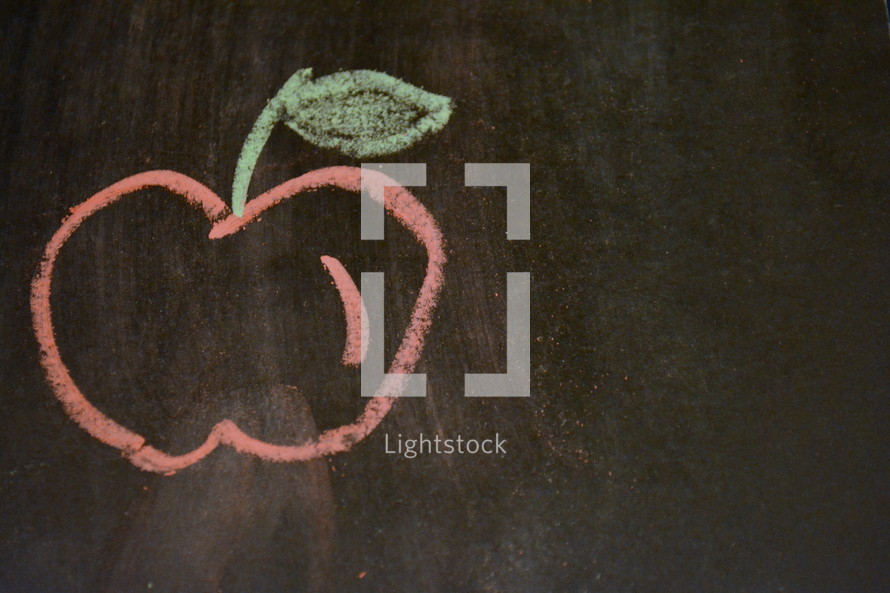 apple drawn in chalk 