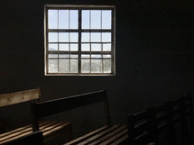 empty school house window 