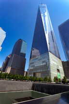 Freedom Tower and Memorial Fountain commemorating the September 11 attacks of 2001, 