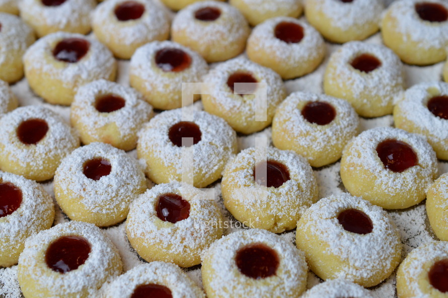jelly filled cookies with powdered sugar 