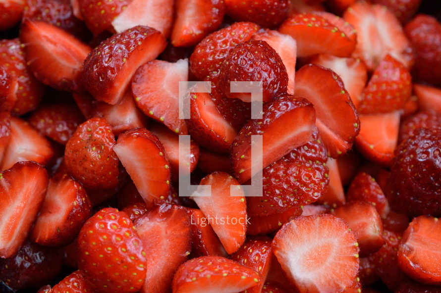 fresh cut strawberries 