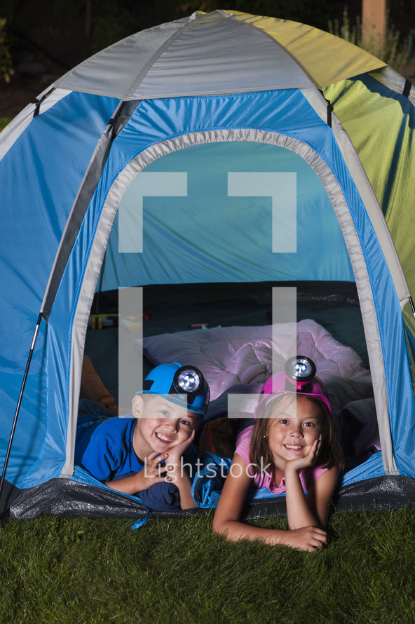 children in a tent 